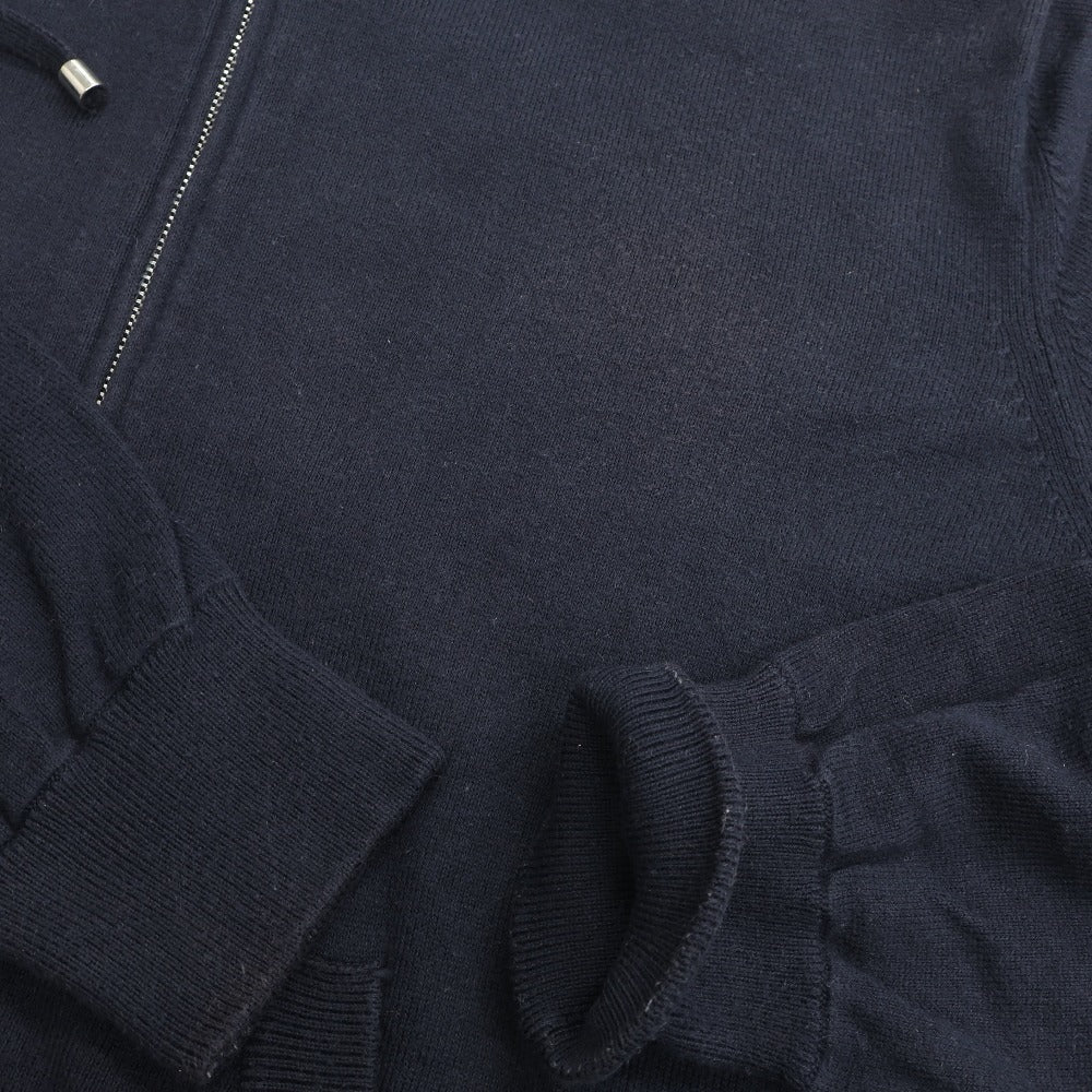 【中古】セッテフィーリ カシミア Settefili Cashmere ハイゲージ コットン ダブルジップ ニット パーカー ネイビー【 44 】【 状態ランクD 】【 メンズ 】