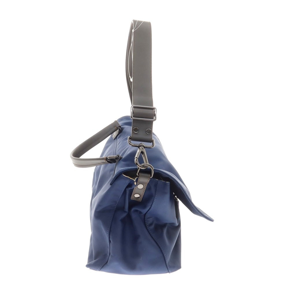 【中古】ザネラート ZANELLATO ナイロン レザー 2Way ショルダーバッグ ネイビーxブラウン【 状態ランクB 】【 メンズ 】