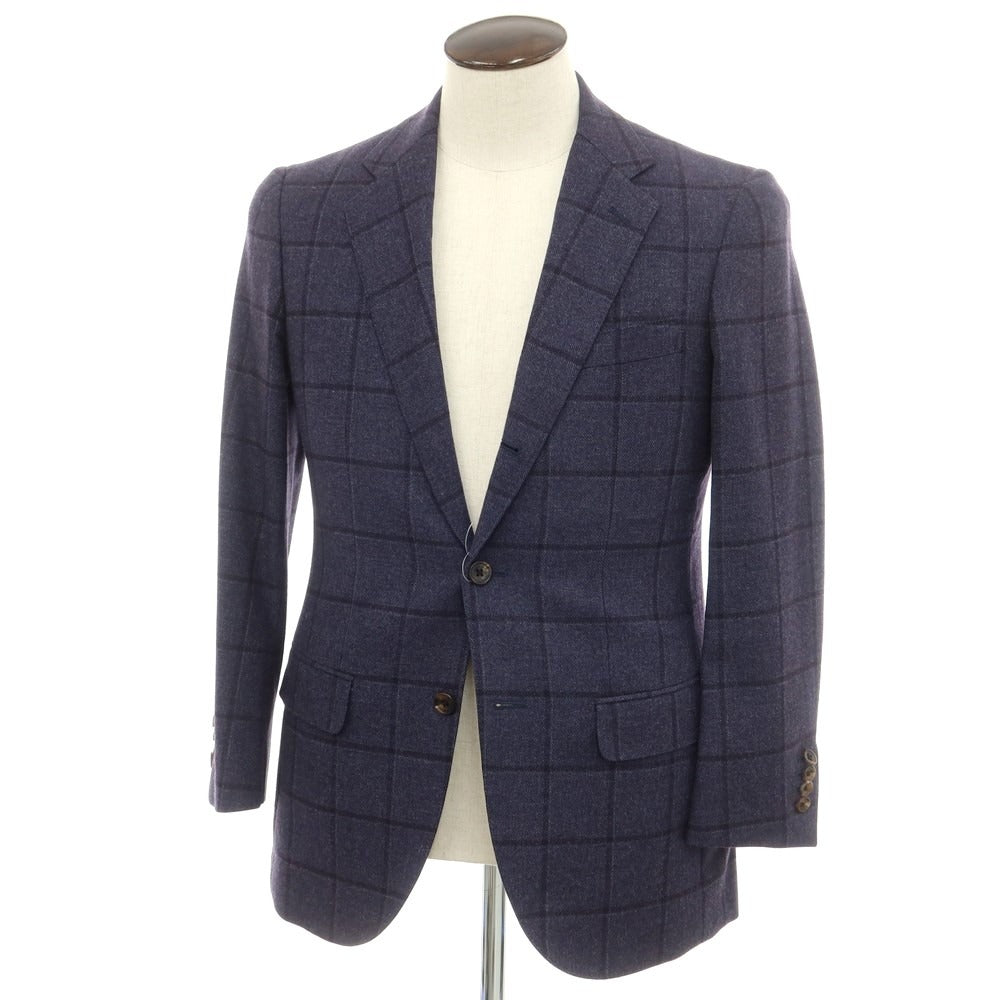 【中古】セビロ アンド コー Sebiro & co ウール チェック 3B テーラードジャケット ネイビー【サイズ48】【NVY】【A/W】【状態ランクC】【メンズ】
