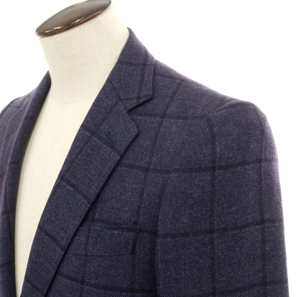 【中古】セビロ アンド コー Sebiro & co ウール チェック 3B テーラードジャケット ネイビー【サイズ48】【NVY】【A/W】【状態ランクC】【メンズ】