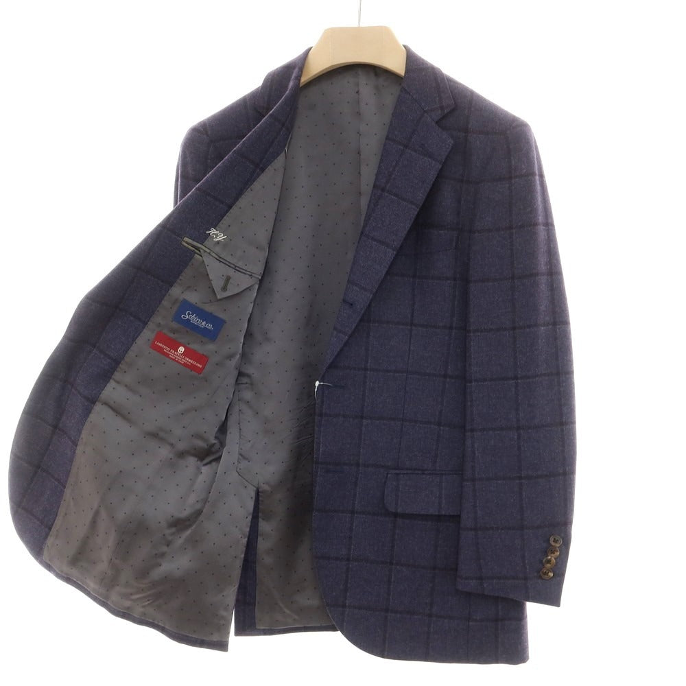 【中古】セビロ アンド コー Sebiro & co ウール チェック 3B テーラードジャケット ネイビー【サイズ48】【NVY】【A/W】【状態ランクC】【メンズ】