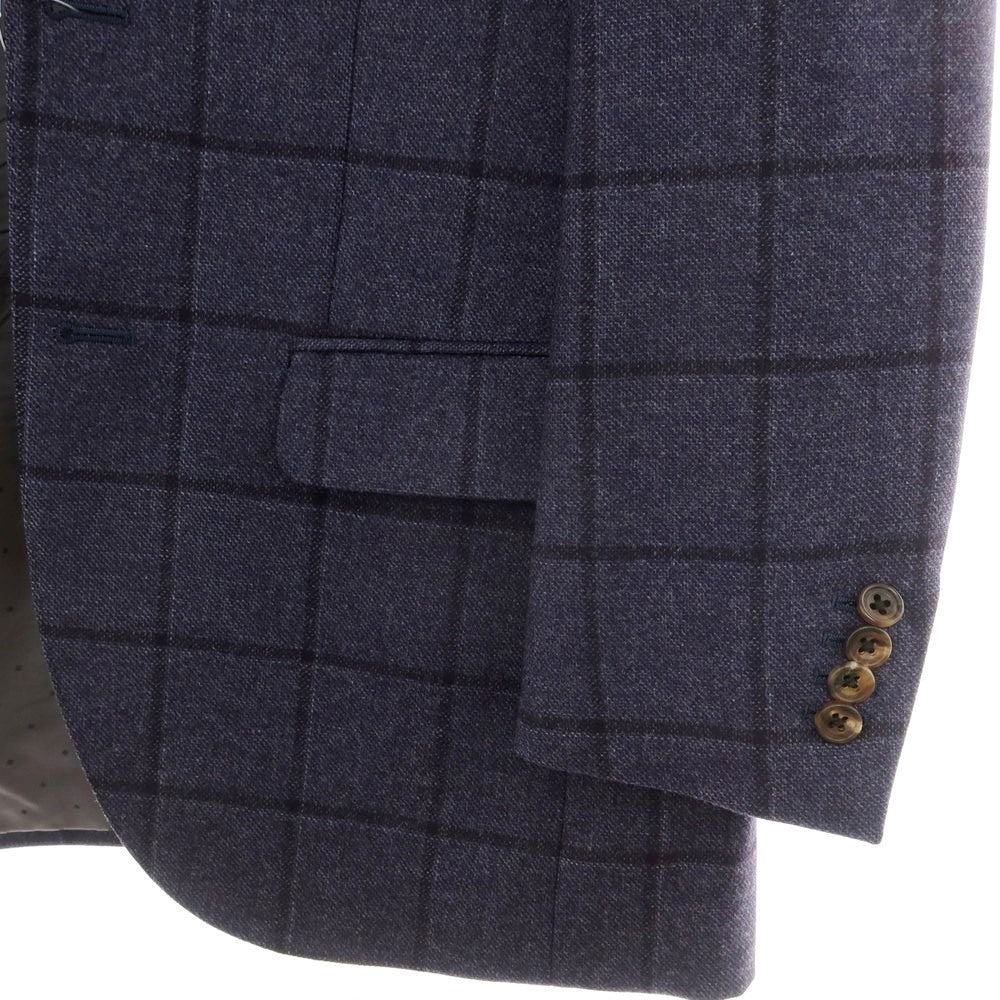 【中古】セビロ アンド コー Sebiro & co ウール チェック 3B テーラードジャケット ネイビー【サイズ48】【NVY】【A/W】【状態ランクC】【メンズ】