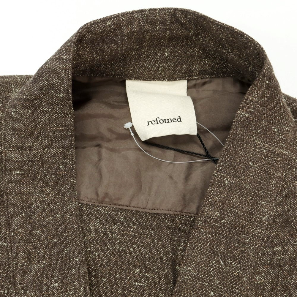【中古】【未使用】リフォメッド refomed HAORI コットンレーヨンシルク 作務衣 シャツ ブラウン【 3 】【 状態ランクS 】【 メンズ 】