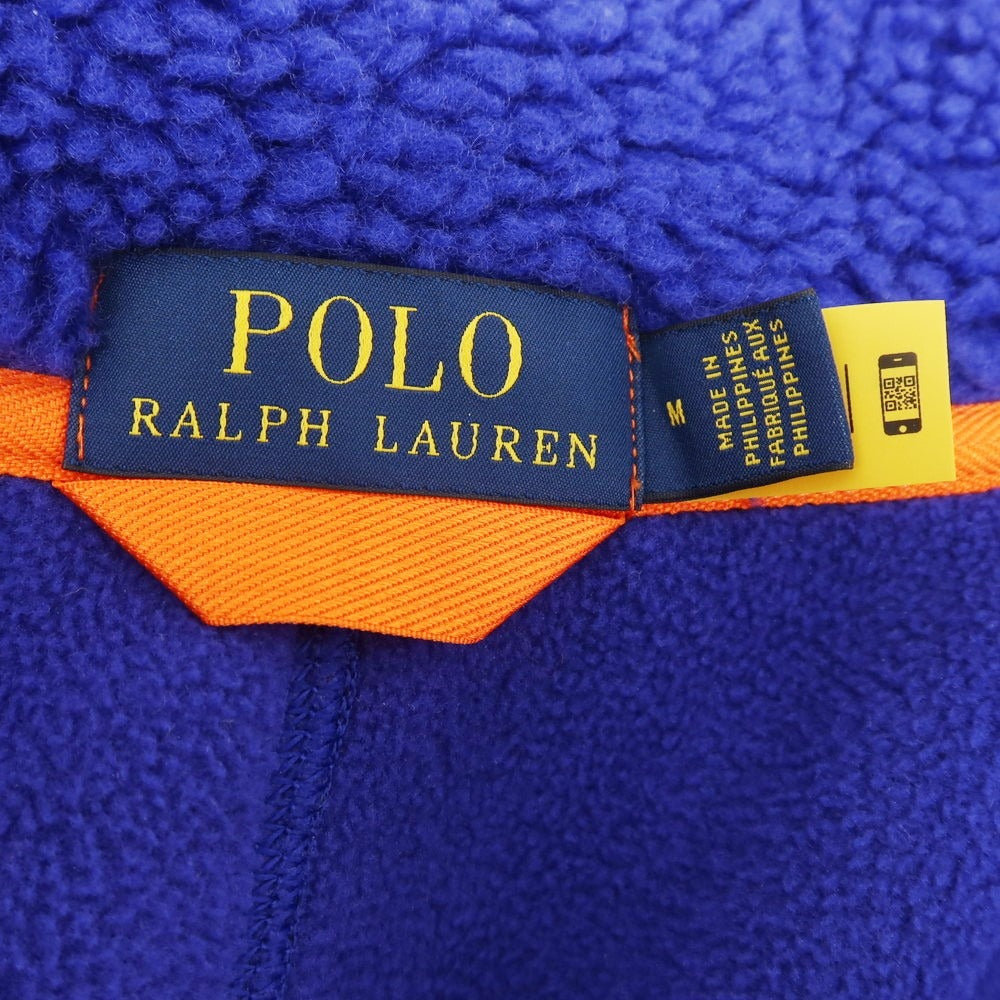 【中古】ポロ ラルフローレン Polo Ralph Lauren ポリエステル ジップアップ フリースジャケット ロイヤルブルーxオレンジ【サイズM】【BLU】【A/W】【状態ランクA】【メンズ】