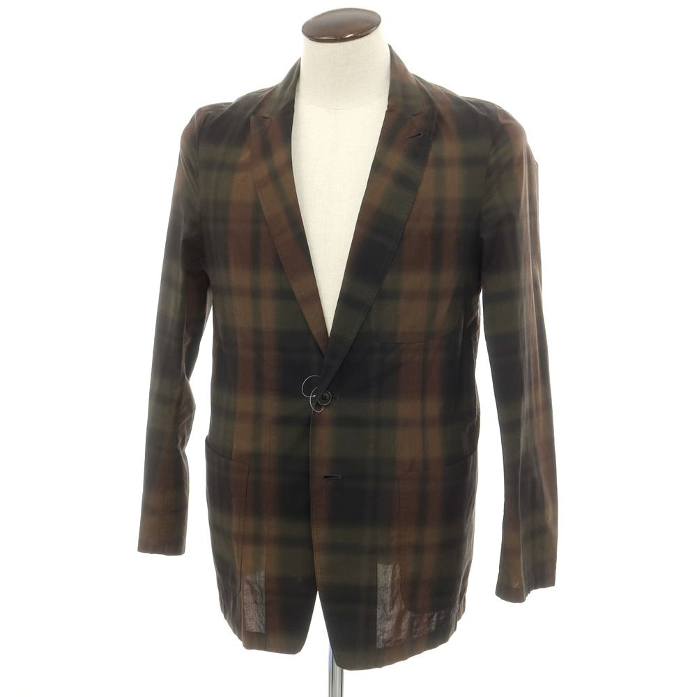 【中古】ドリスヴァンノッテン DRIES VAN NOTEN コットン チェック 2つボタン カジュアルジャケット ブラックxブラウン【 48 】【 状態ランクB 】【 メンズ 】