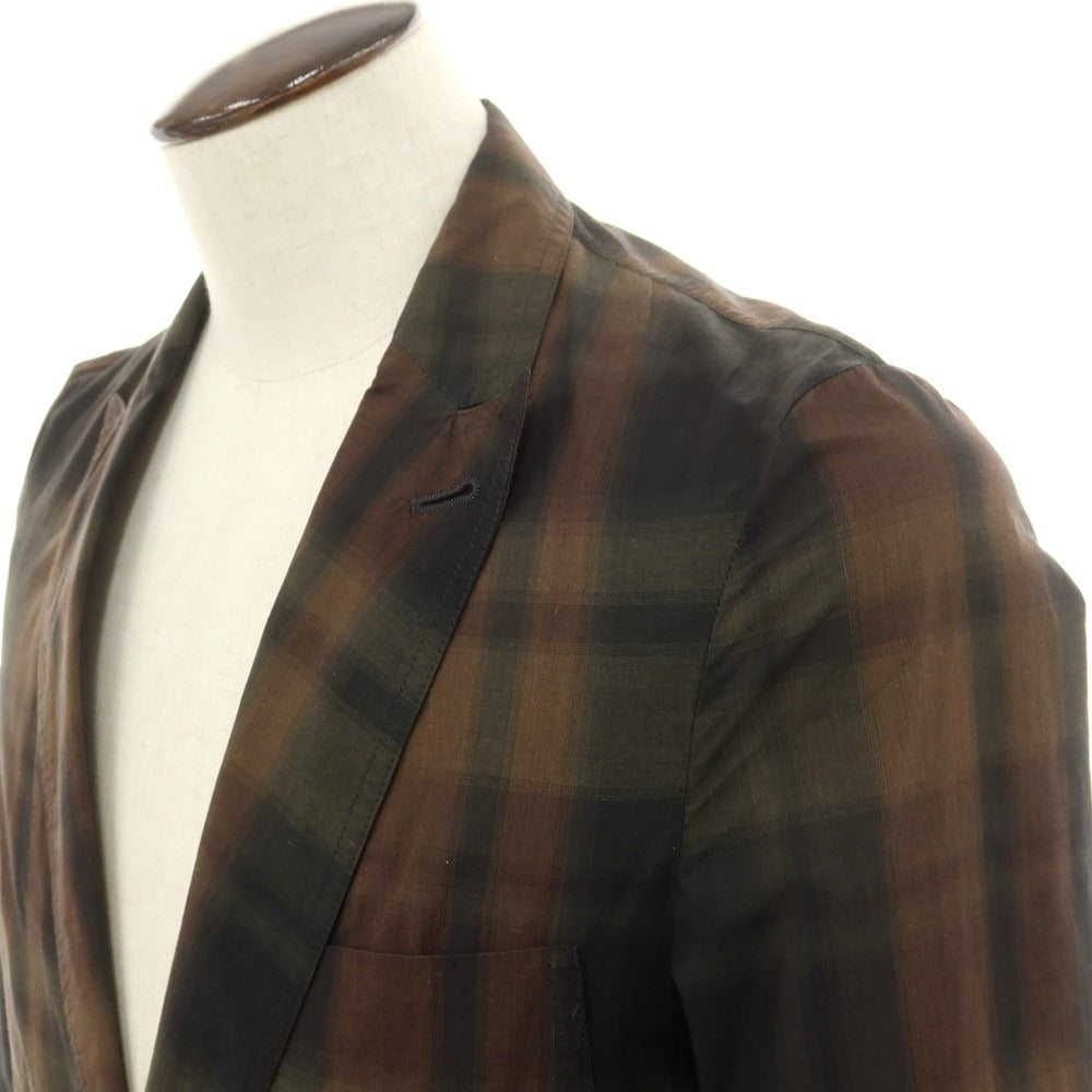 【中古】ドリスヴァンノッテン DRIES VAN NOTEN コットン チェック 2つボタン カジュアルジャケット ブラックxブラウン【 48 】【 状態ランクB 】【 メンズ 】