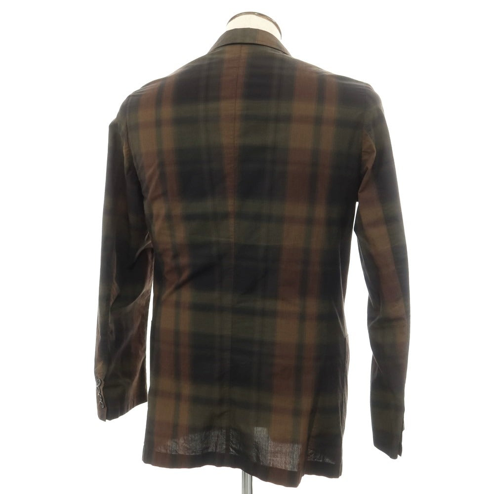 【中古】ドリスヴァンノッテン DRIES VAN NOTEN コットン チェック 2つボタン カジュアルジャケット ブラックxブラウン【 48 】【 状態ランクB 】【 メンズ 】