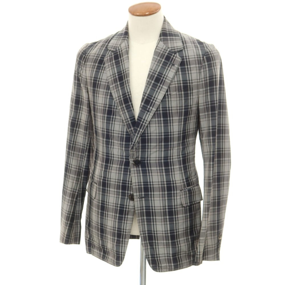 【中古】ドリスヴァンノッテン DRIES VAN NOTEN キュプラコットン チェック カジュアルジャケット グレーxブラック【 46 】【 状態ランクD 】【 メンズ 】