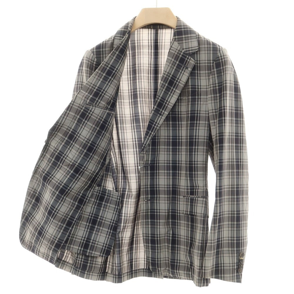 【中古】ドリスヴァンノッテン DRIES VAN NOTEN キュプラコットン チェック カジュアルジャケット グレーxブラック【 46 】【 状態ランクD 】【 メンズ 】