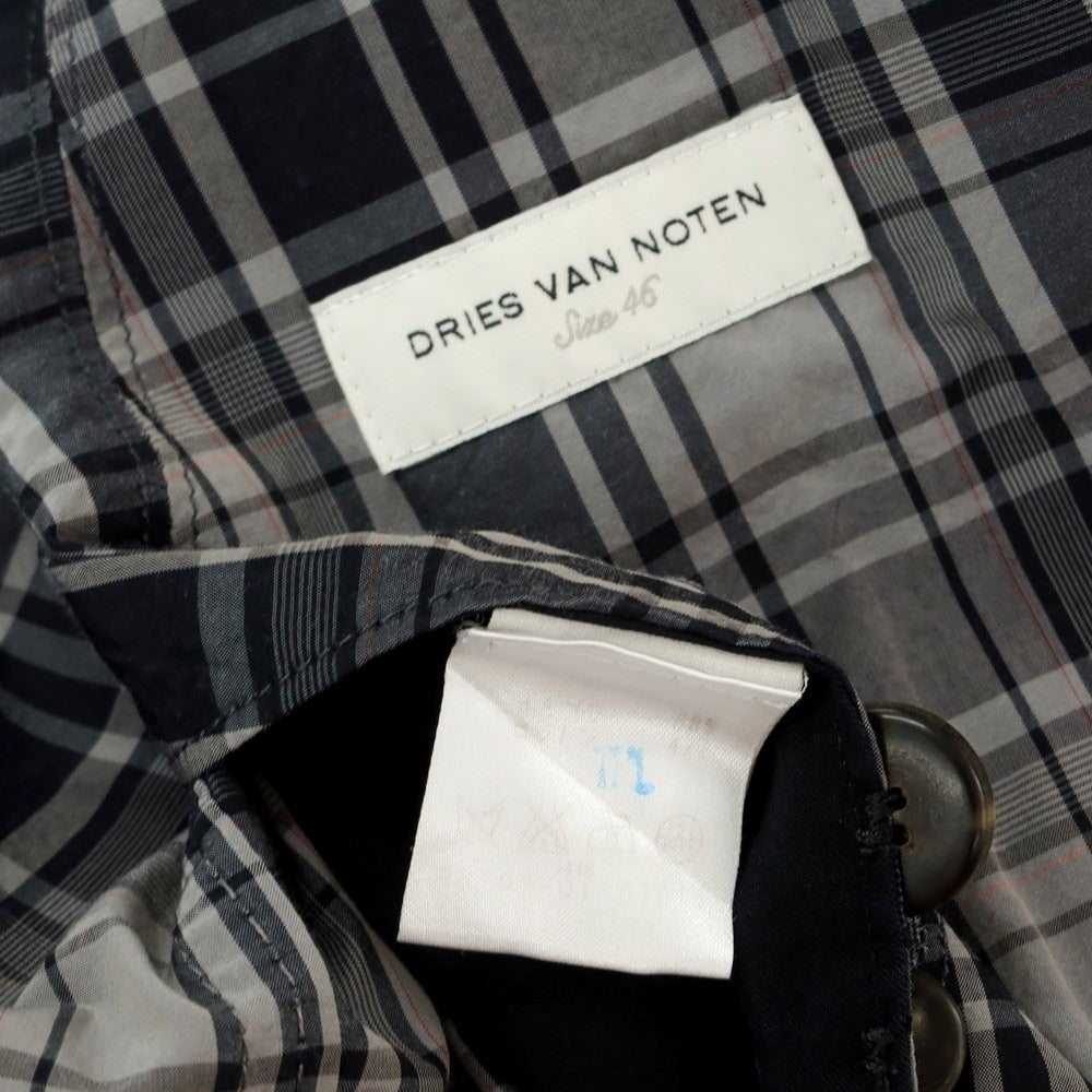 【中古】ドリスヴァンノッテン DRIES VAN NOTEN キュプラコットン チェック カジュアルジャケット グレーxブラック【 46 】【 状態ランクD 】【 メンズ 】