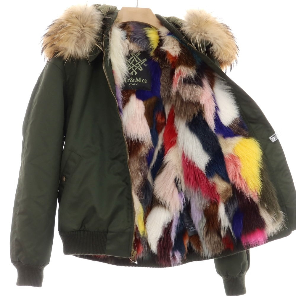 【中古】ミスターアンドミセスイタリー MR&MRS ITALY ナイロン ファー フーデッド ミリタリージャケット オリーブ【サイズM】【GRN】【A/W】【状態ランクB】【メンズ】