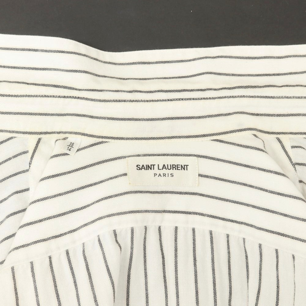 【中古】サンローランパリ SAINT LAURENT PARIS コットンリヨセルウール カジュアルシャツ
ホワイトxグレー【 36 】【 状態ランクD 】【 メンズ 】