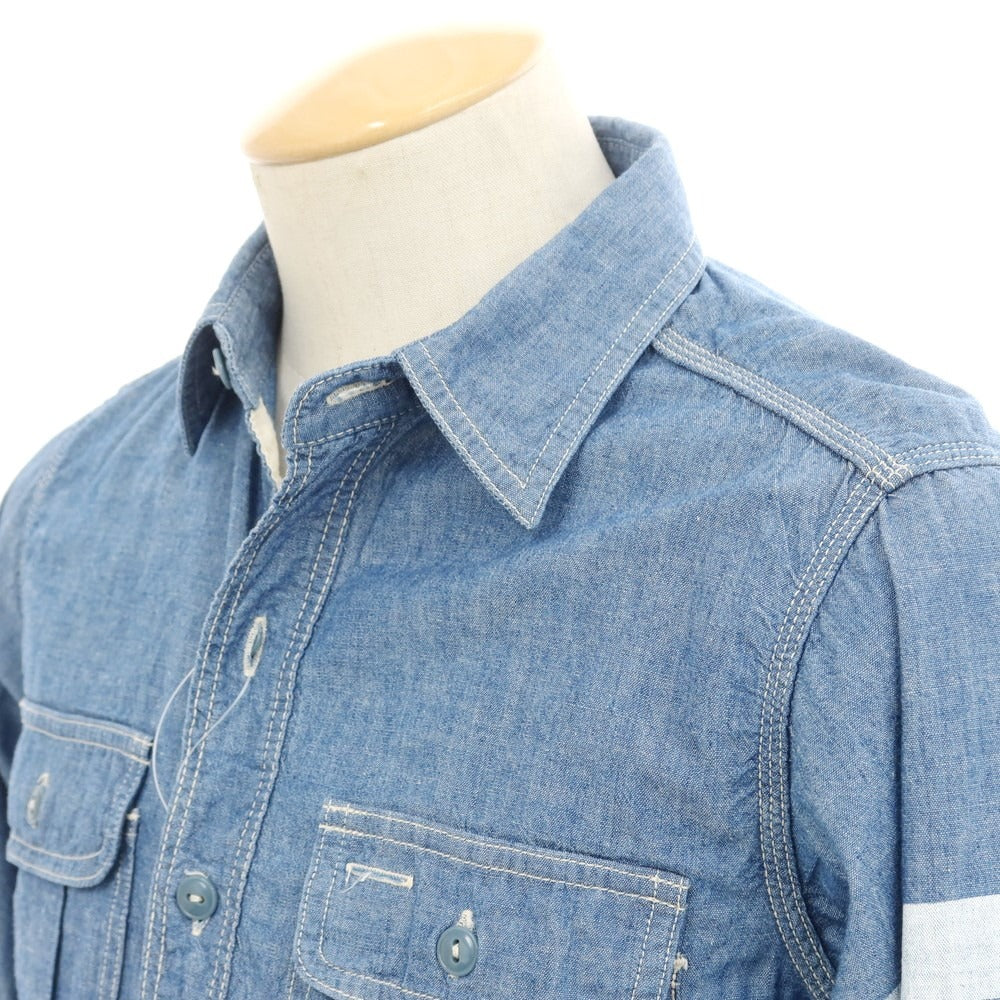 【中古】モモタロウ ジーンズ MOMOTARO JEANS コットン シャンブレー カジュアルシャツ
ブルー【 36 】【 状態ランクB 】【 メンズ 】