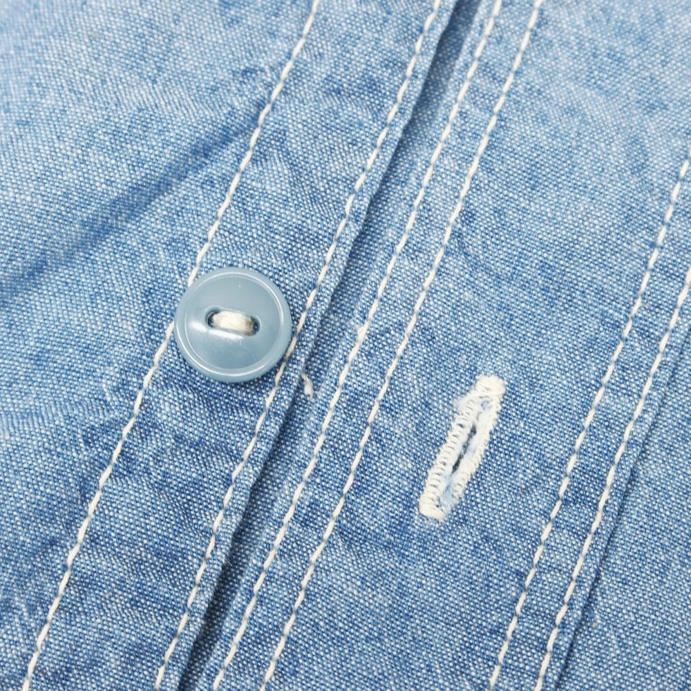 【中古】モモタロウ ジーンズ MOMOTARO JEANS コットン シャンブレー カジュアルシャツ
ブルー【 36 】【 状態ランクB 】【 メンズ 】