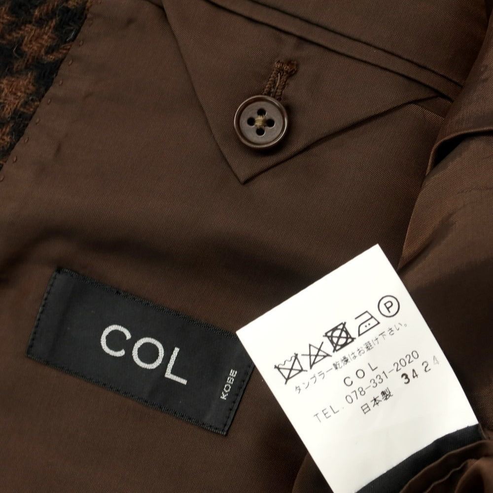 【中古】コルウ COL ウール ハウンドトゥース テーラードジャケット ブラウンxブラック【サイズ表記なし(S位)】【BRW】【A/W】【状態ランクA】【メンズ】
