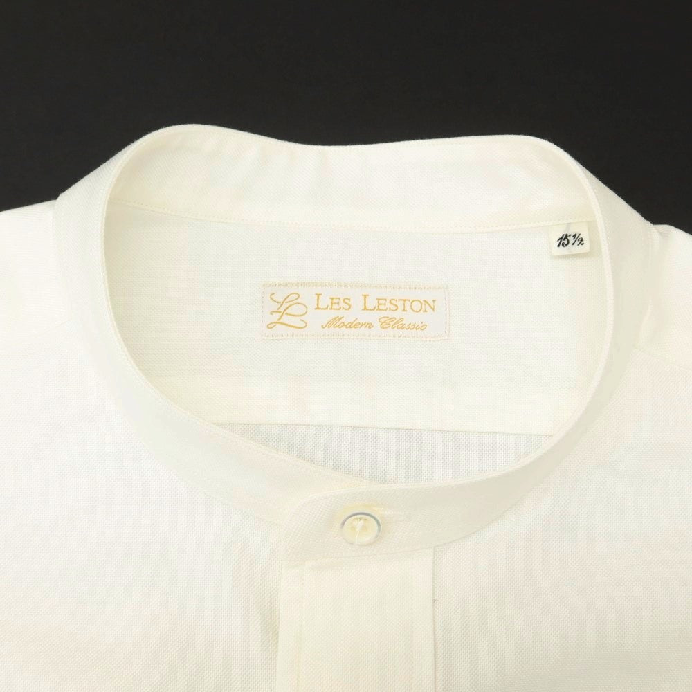 【中古】【未使用】レスレストン LES LESTON コットン バンドカラー カジュアルシャツ
ホワイト【 15 1/2 】【 状態ランクS 】【 メンズ 】