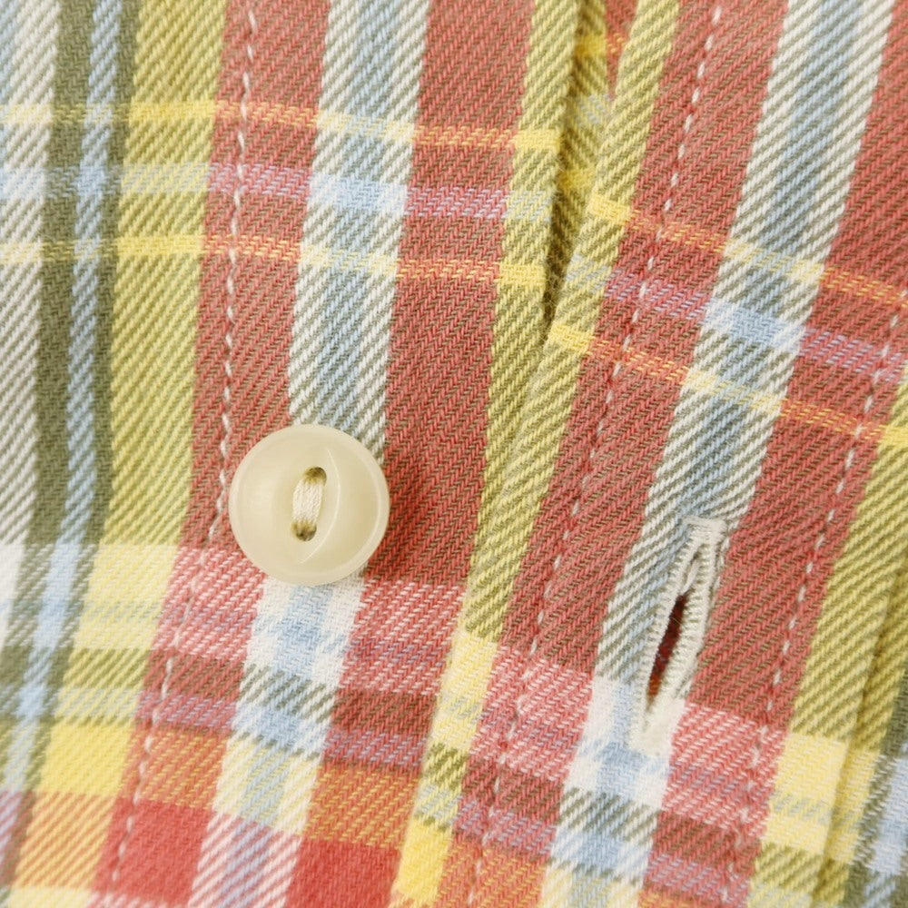 【中古】デニムアンドサプライ ラルフローレン DENIM & SUPPLY Ralph Lauren コットン チェック レギュラーカラー 半袖シャツ オリーブグリーン系xピンク【 S 】【 状態ランクB 】【 メンズ 】