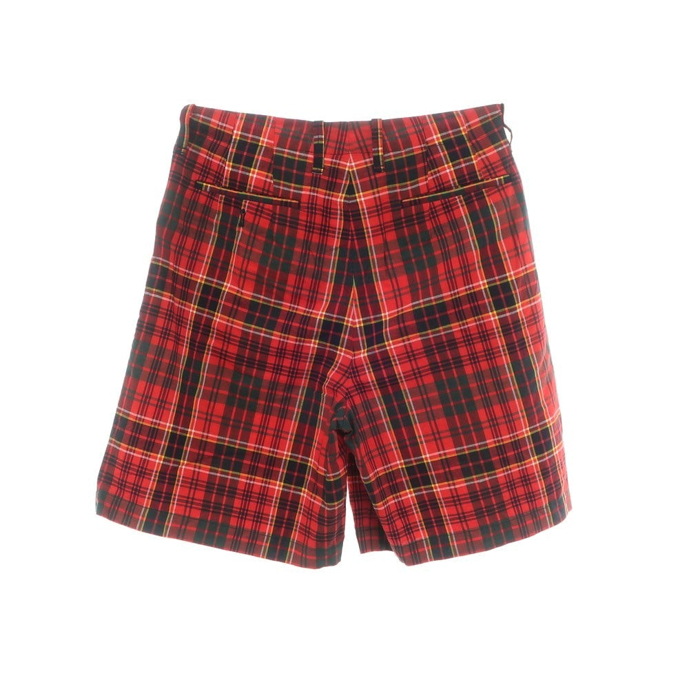 【中古】サイ Scye リネンコットン チェック ショートパンツ レッドxグリーン【 38 】【 状態ランクB 】【 メンズ 】