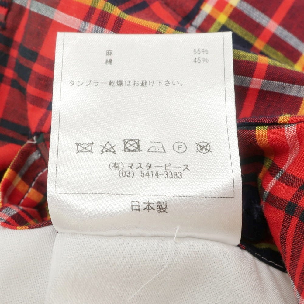 【中古】サイ Scye リネンコットン チェック ショートパンツ レッドxグリーン【 38 】【 状態ランクB 】【 メンズ 】