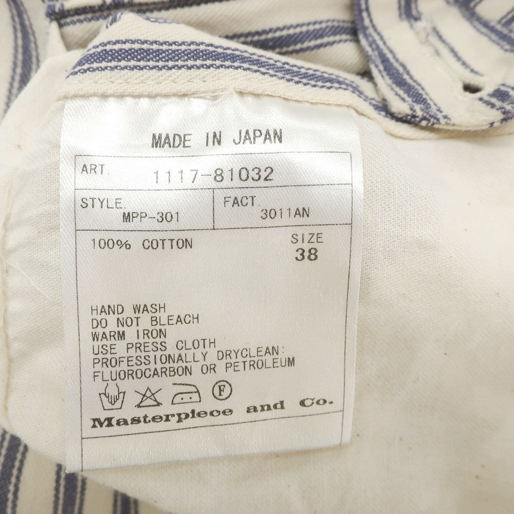 【中古】サイ Scye コットン ストライプ ショートパンツ アイボリーxダークダルブルー【 38 】【 状態ランクC 】【 メンズ 】