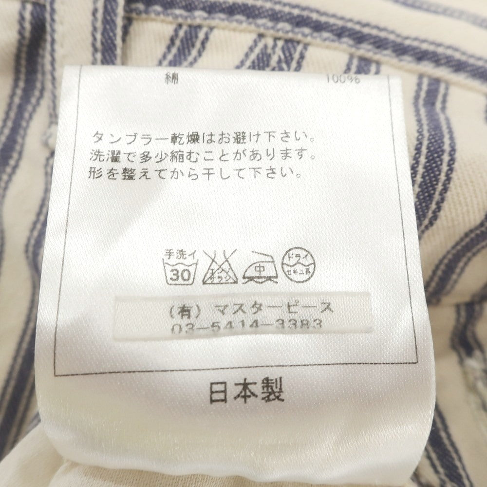 【中古】サイ Scye コットン ストライプ ショートパンツ アイボリーxダークダルブルー【 38 】【 状態ランクC 】【 メンズ 】