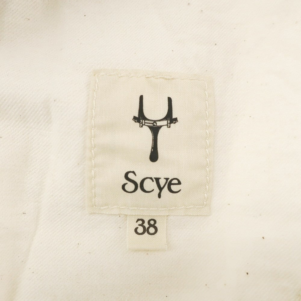 【中古】サイ Scye コットン ストライプ ショートパンツ アイボリーxダークダルブルー【 38 】【 状態ランクC 】【 メンズ 】