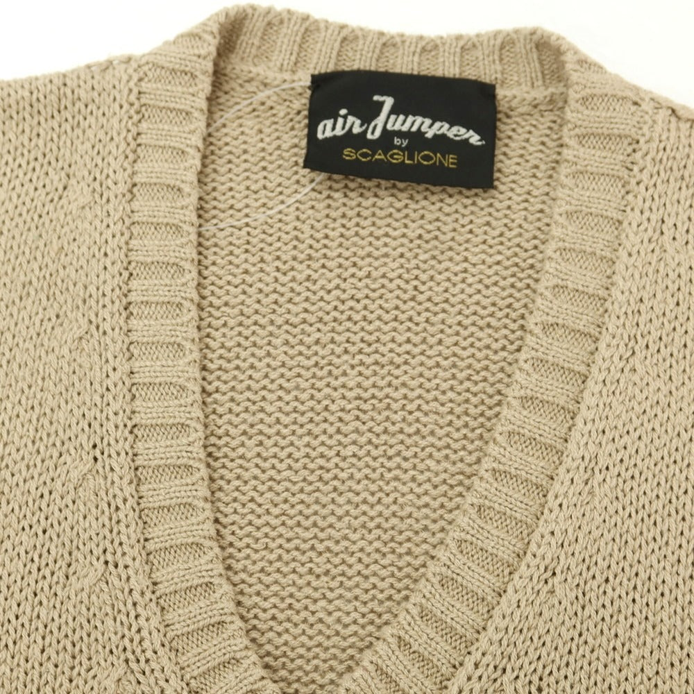 【中古】スカリオーネ SCAGLIONE シルク Vネック ニットベスト ベージュ【 XS 】【 状態ランクB 】【 メンズ 】