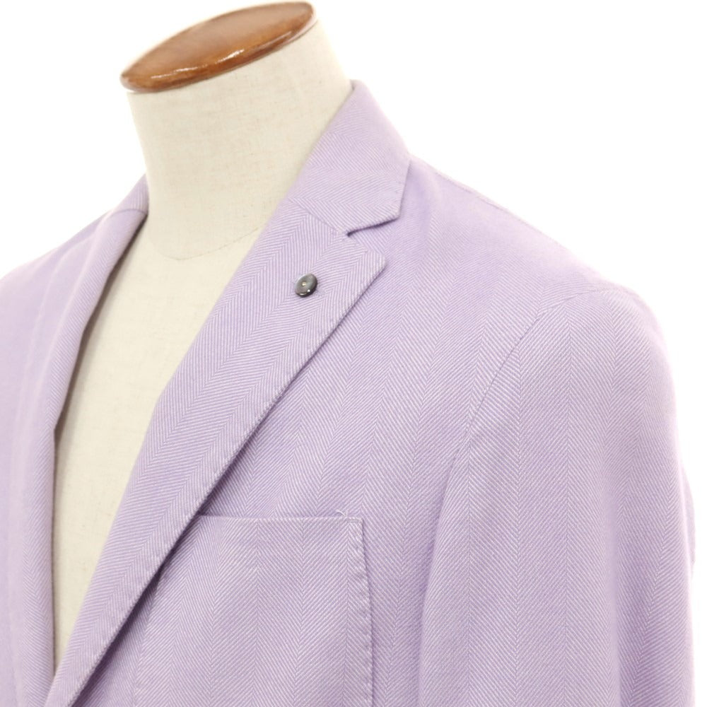 【中古】エルビーエム1911 L.B.M.1911 コットン ヘリンボーン テーラードジャケット ラベンダー【サイズ46】【PUP】【A/W】【状態ランクC】【メンズ】