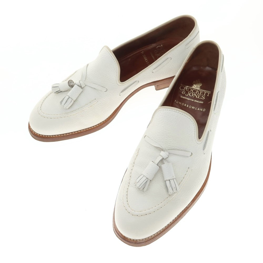 【中古】クロケットアンドジョーンズ CROCKETT&JONES CAVENDISH タッセル ローファー ホワイト【 7 1/2E 】【 状態ランクB 】【 メンズ 】