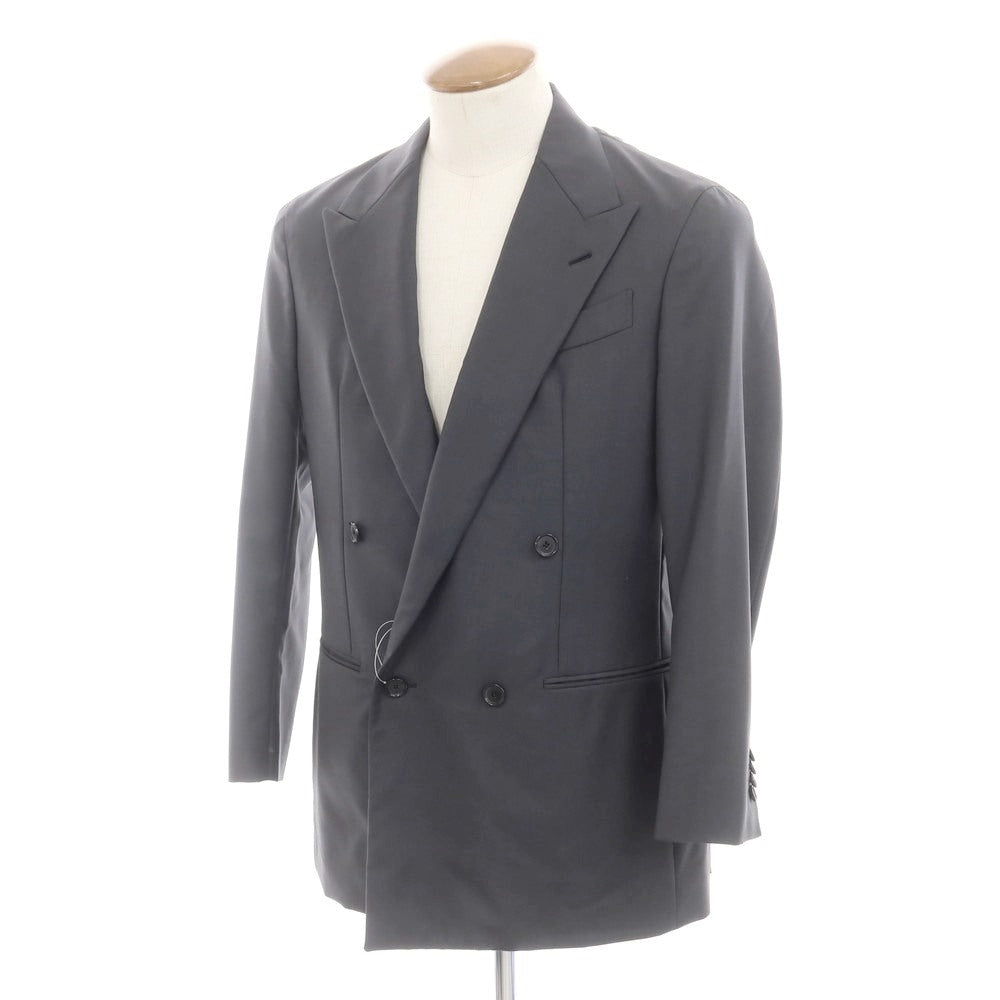 【中古】カルーゾ CARUSO ウール ダブル テーラードジャケット ダークグレー【 表記なし(M位) 】【 状態ランクB 】【 メンズ 】