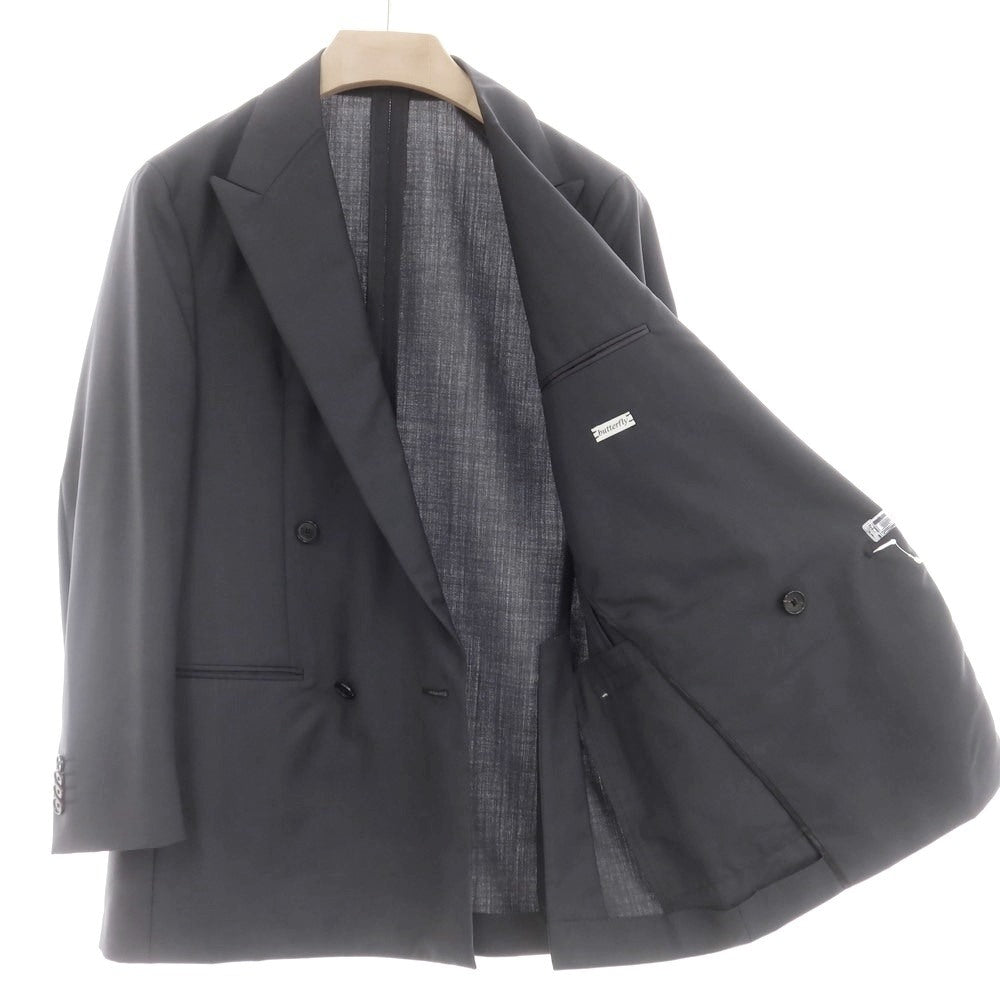 【中古】カルーゾ CARUSO ウール ダブル テーラードジャケット ダークグレー【 表記なし(M位) 】【 状態ランクB 】【 メンズ 】