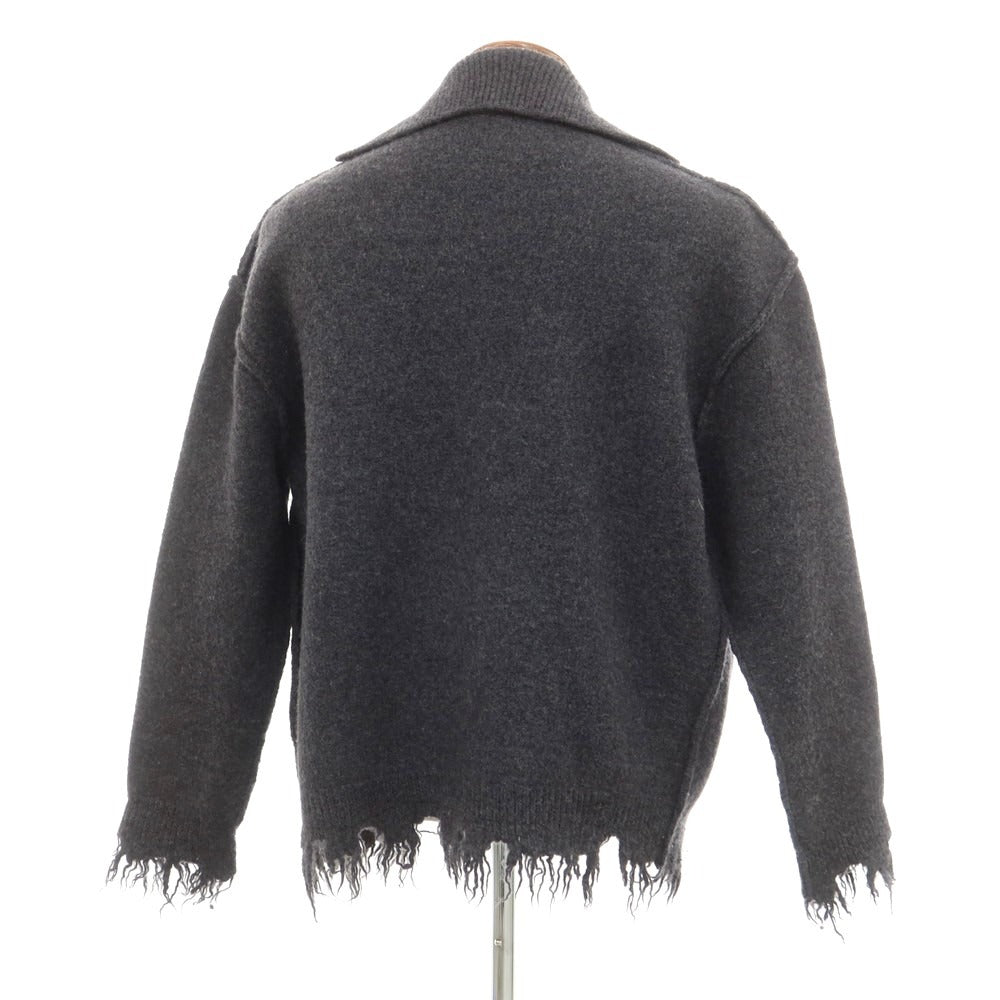 【中古】スロウ (THRAW) THRAW ミドルゲージ ウール カーディガン ダークグレー【サイズ1】【GRY】【A/W】【状態ランクB】【メンズ】
