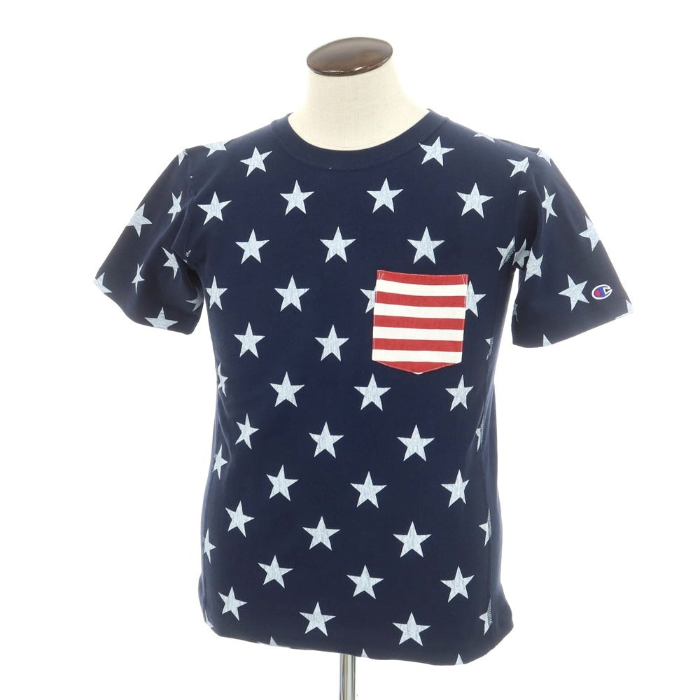 【中古】【未使用】チャンピオン Champion コットン 星柄 クルーネック 半袖Tシャツ ネイビー【 L 】【 状態ランクS 】【 メンズ 】