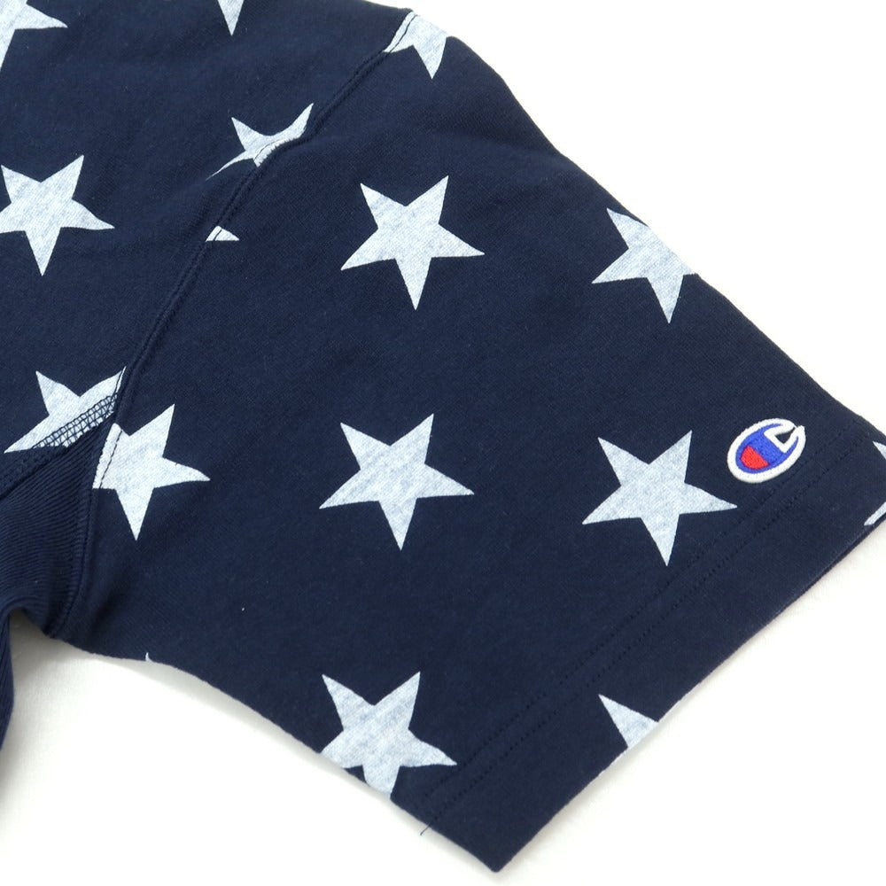 【中古】【未使用】チャンピオン Champion コットン 星柄 クルーネック 半袖Tシャツ ネイビー【 L 】【 状態ランクS 】【 メンズ 】