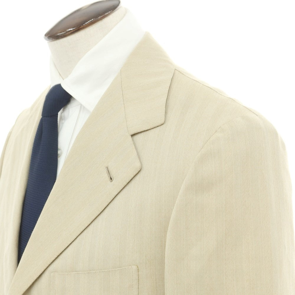 【中古】リベラーノ&リベラーノ LIVERANO&LIVERANO ウール ヘリンボーン 3つボタンスーツ ベージュ【 表記なし(L位) 】【 状態ランクC 】【 メンズ 】