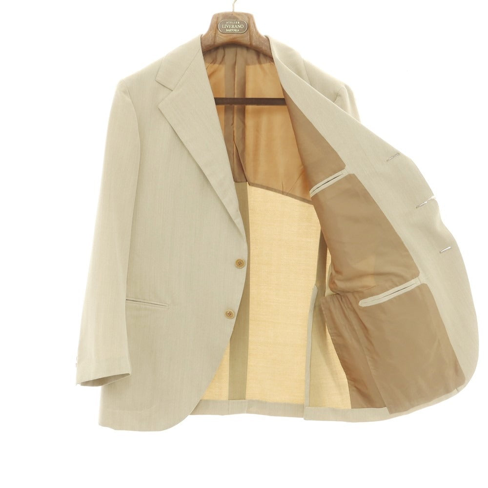 【中古】リベラーノ&リベラーノ LIVERANO&LIVERANO ウール ヘリンボーン 3つボタンスーツ ベージュ【 表記なし(L位) 】【 状態ランクC 】【 メンズ 】