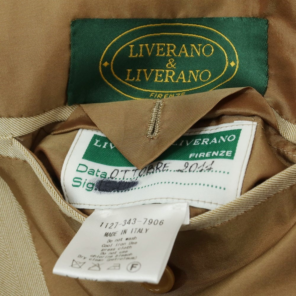 【中古】リベラーノ&リベラーノ LIVERANO&LIVERANO ウール ヘリンボーン 3つボタンスーツ ベージュ【 表記なし(L位) 】【 状態ランクC 】【 メンズ 】