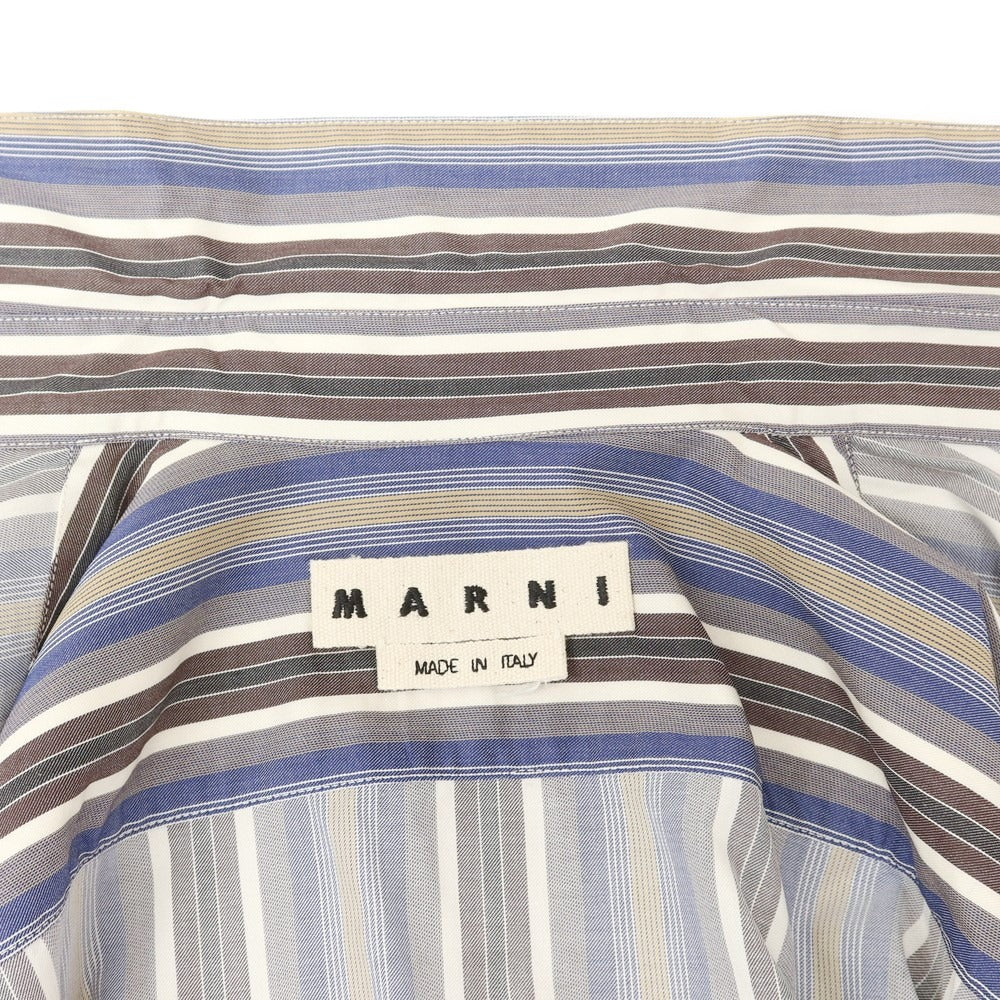 【中古】マルニ MARNI コットン ストライプ カジュアルシャツ グレーxブルー【サイズ44】【GRY】【S/S/A/W】【状態ランクB】【メンズ】