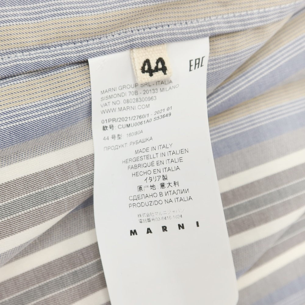 【中古】マルニ MARNI コットン ストライプ カジュアルシャツ グレーxブルー【サイズ44】【GRY】【S/S/A/W】【状態ランクB】【メンズ】