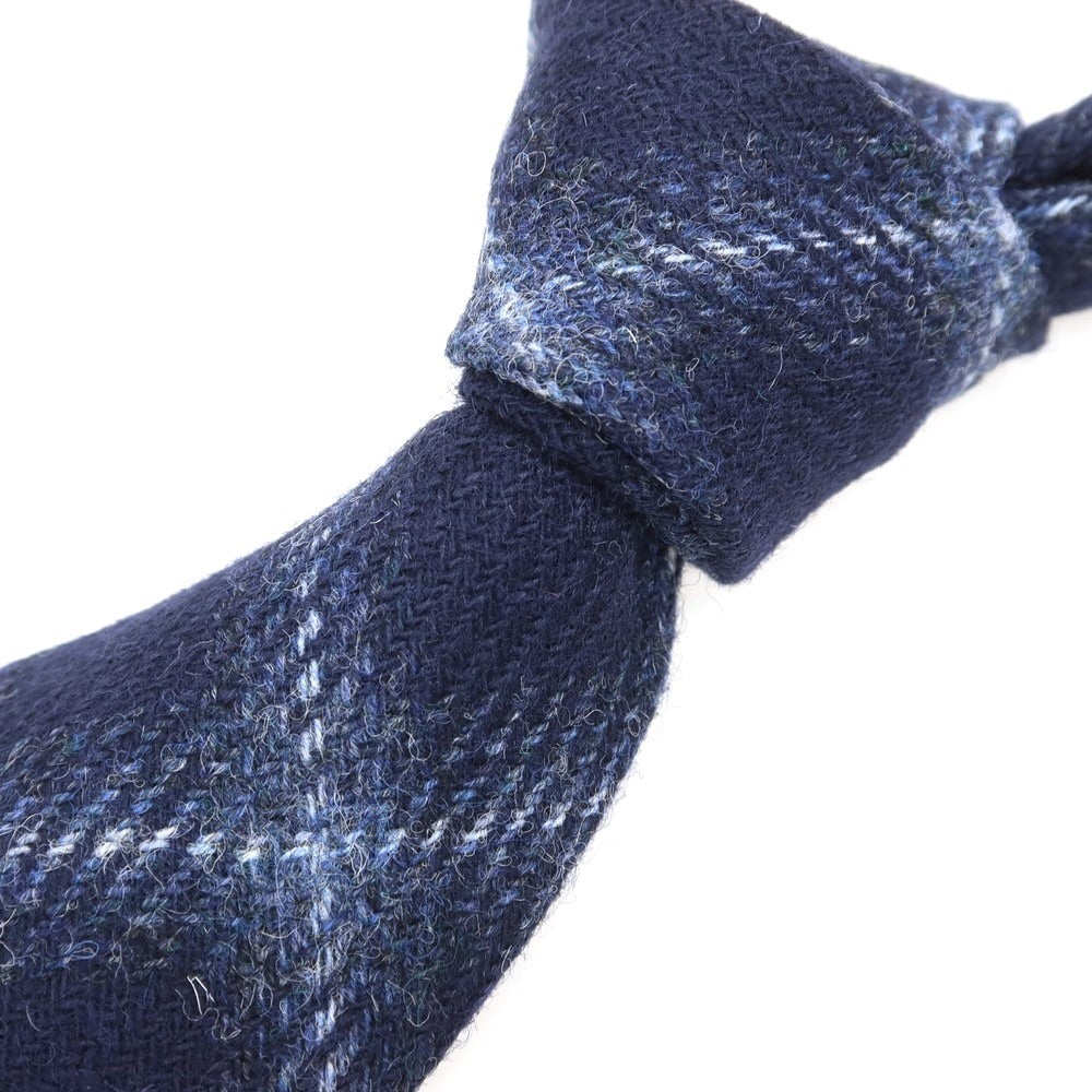 【中古】【未使用】イージーカペッリ E.G.CAPPELLI Sharon別注 ウール チェック柄ネクタイ ネイビーxホワイト【 状態ランクS 】【 メンズ 】