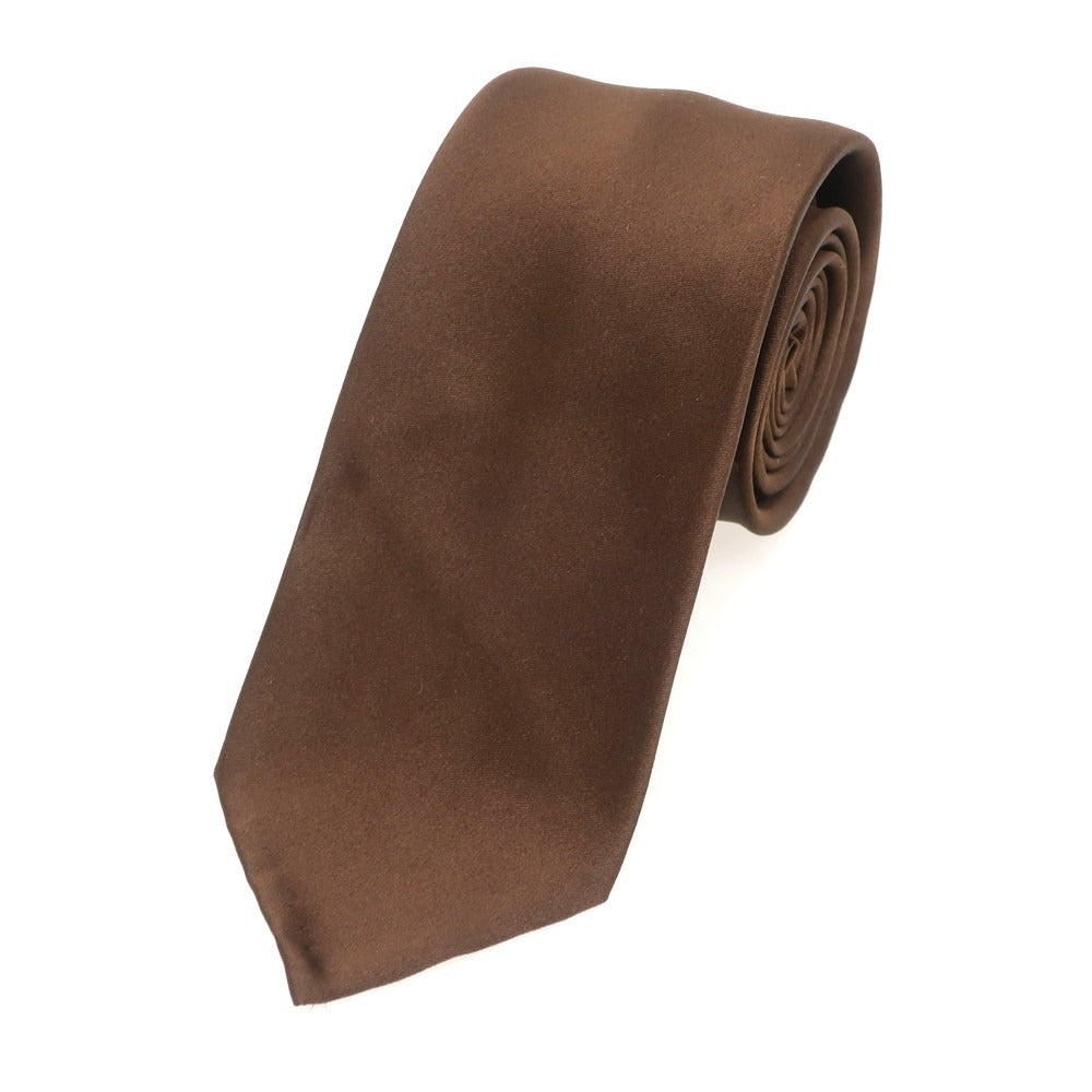 【新品アウトレット】ジュスト ビスポーク Giusto Bespoke サテンシルク 無地ネクタイ ブラウン【 状態ランクN- 】【 メンズ 】