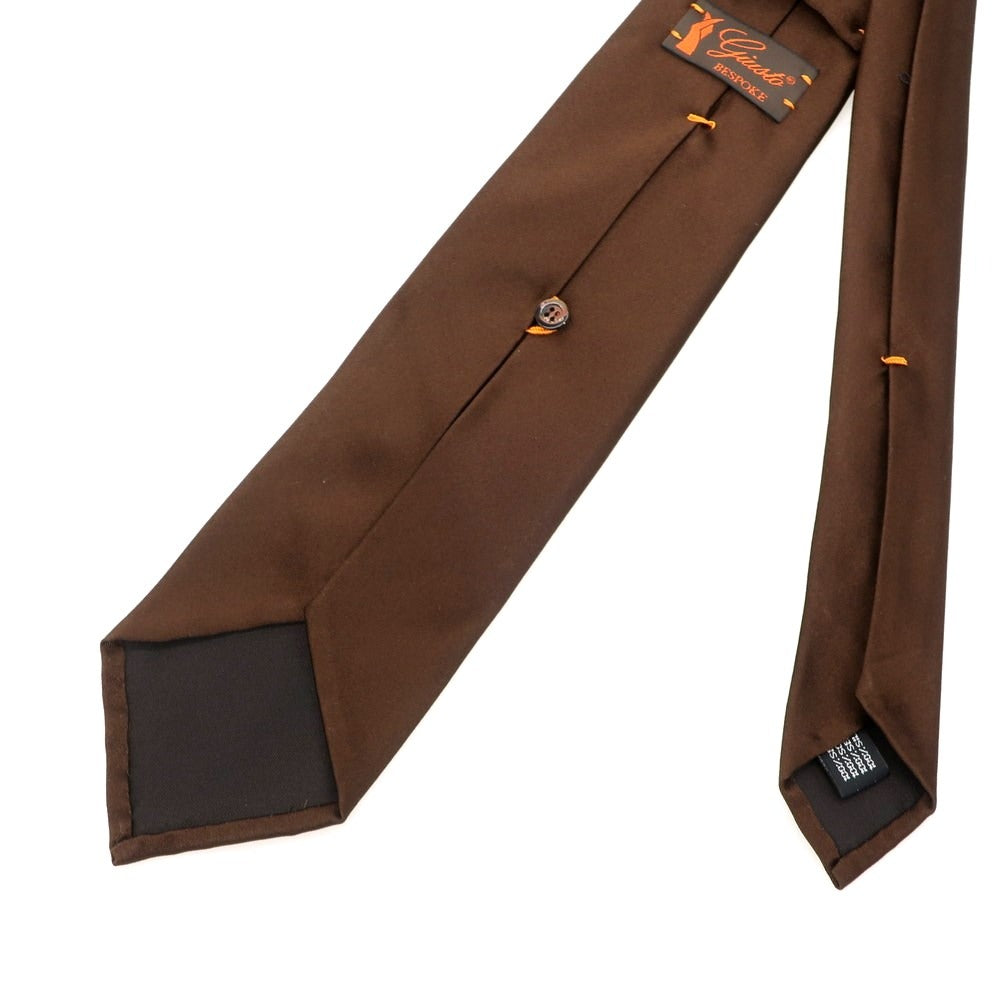 【新品アウトレット】ジュスト ビスポーク Giusto Bespoke サテンシルク 無地ネクタイ ブラウン【 状態ランクN- 】【 メンズ 】
