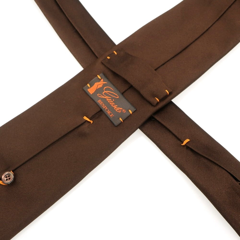 【新品アウトレット】ジュスト ビスポーク Giusto Bespoke サテンシルク 無地ネクタイ ブラウン【 状態ランクN- 】【 メンズ 】