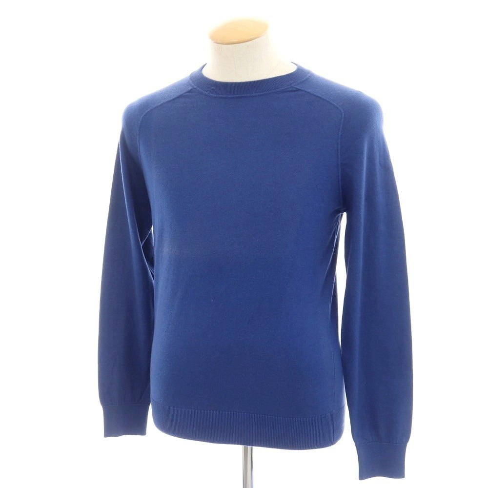 【中古】マウロ オッタヴィアーニ MAURO OTTAVIANI ハイゲージ コットンカシミヤ クルーネック プルオーバーニット ダークブルー【 44 】【 状態ランクD 】【 メンズ 】