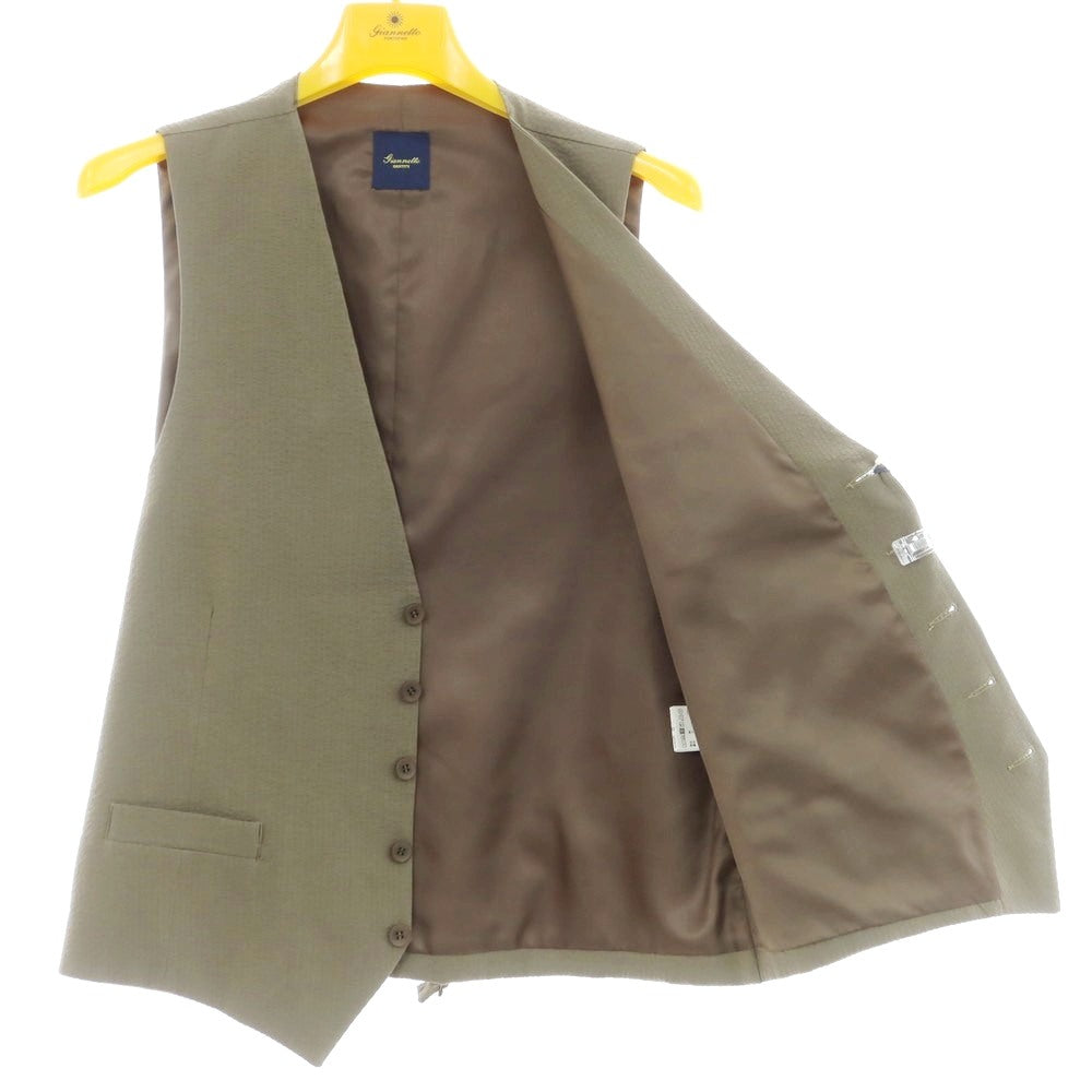 【新品アウトレット】ジャンネット giannetto シアサッカーコットン ジレ ベスト オリーブグリーン【 50 】【 状態ランクN- 】【 メンズ 】