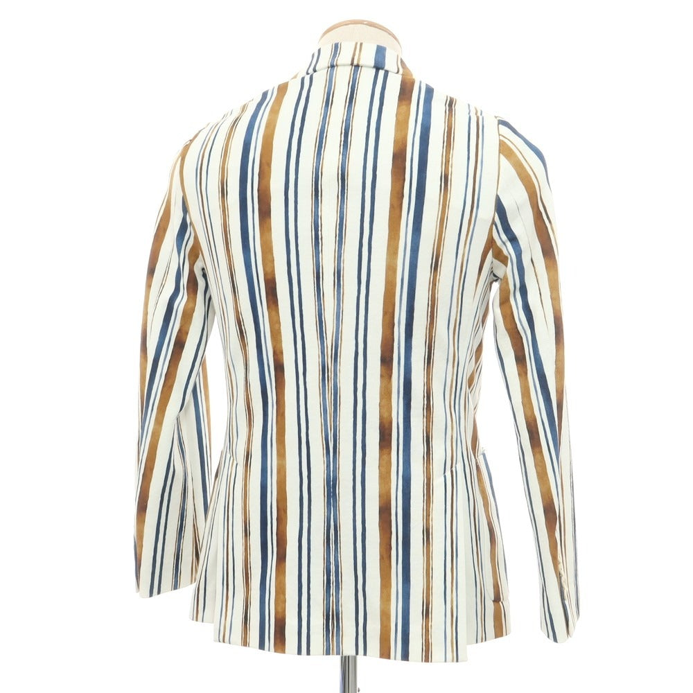 【新品】チルコロ1901 CIRCOLO 1901 コットンジャージー ストライプ ジャケット ホワイトxブラウン×ネイビー【 42 】【 状態ランクN 】【 メンズ 】