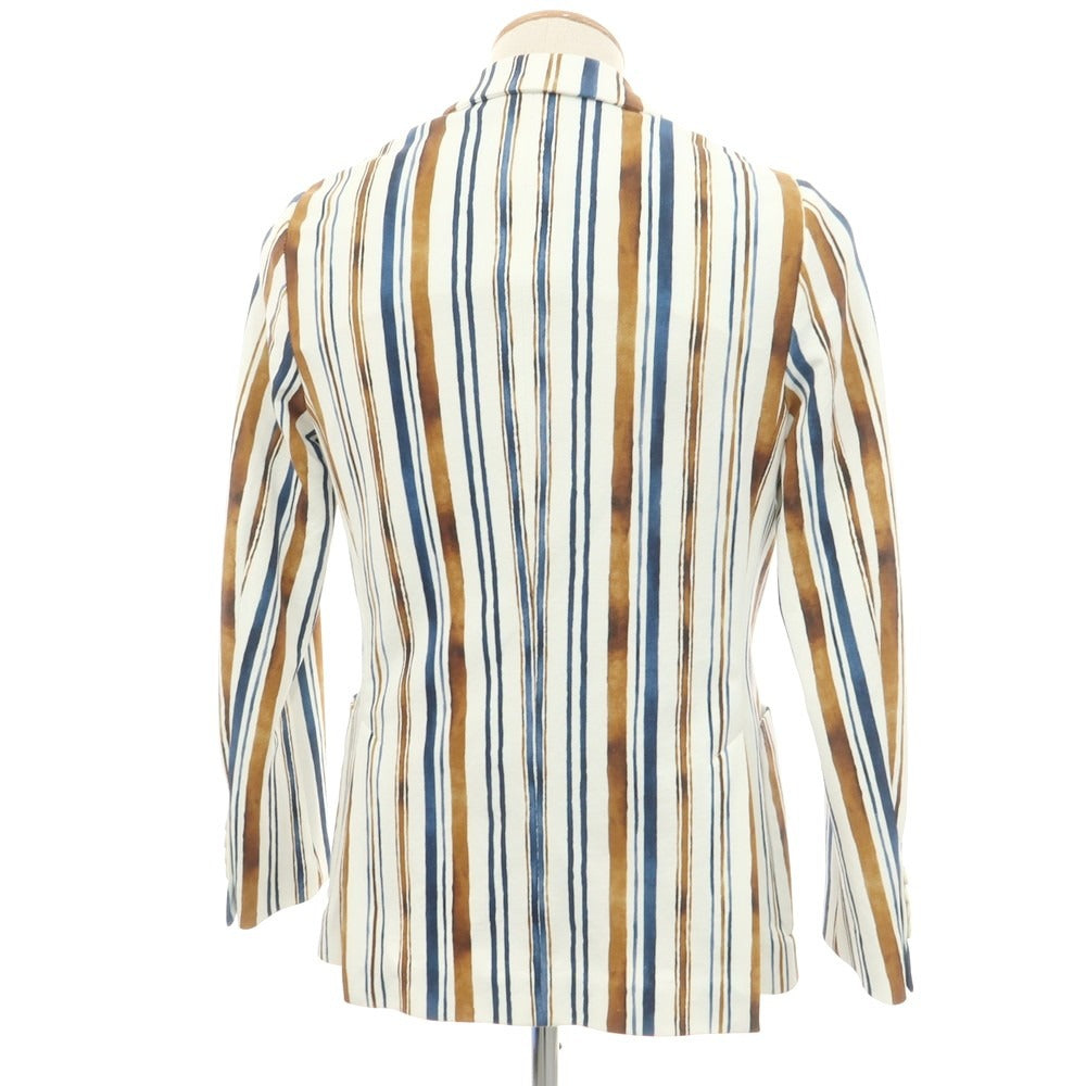 【新品】チルコロ1901 CIRCOLO 1901 コットンジャージー ストライプ ジャケット ホワイトxブラウン×ネイビー【 44 】【 状態ランクN 】【 メンズ 】