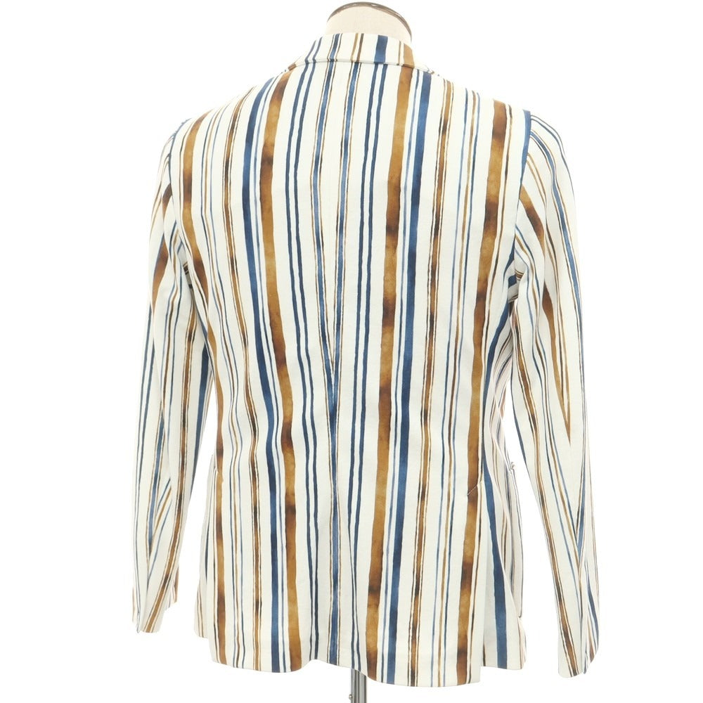【新品】チルコロ1901 CIRCOLO 1901 コットンジャージー ストライプ ジャケット ホワイトxブラウン×ネイビー【 50 】【 状態ランクN 】【 メンズ 】