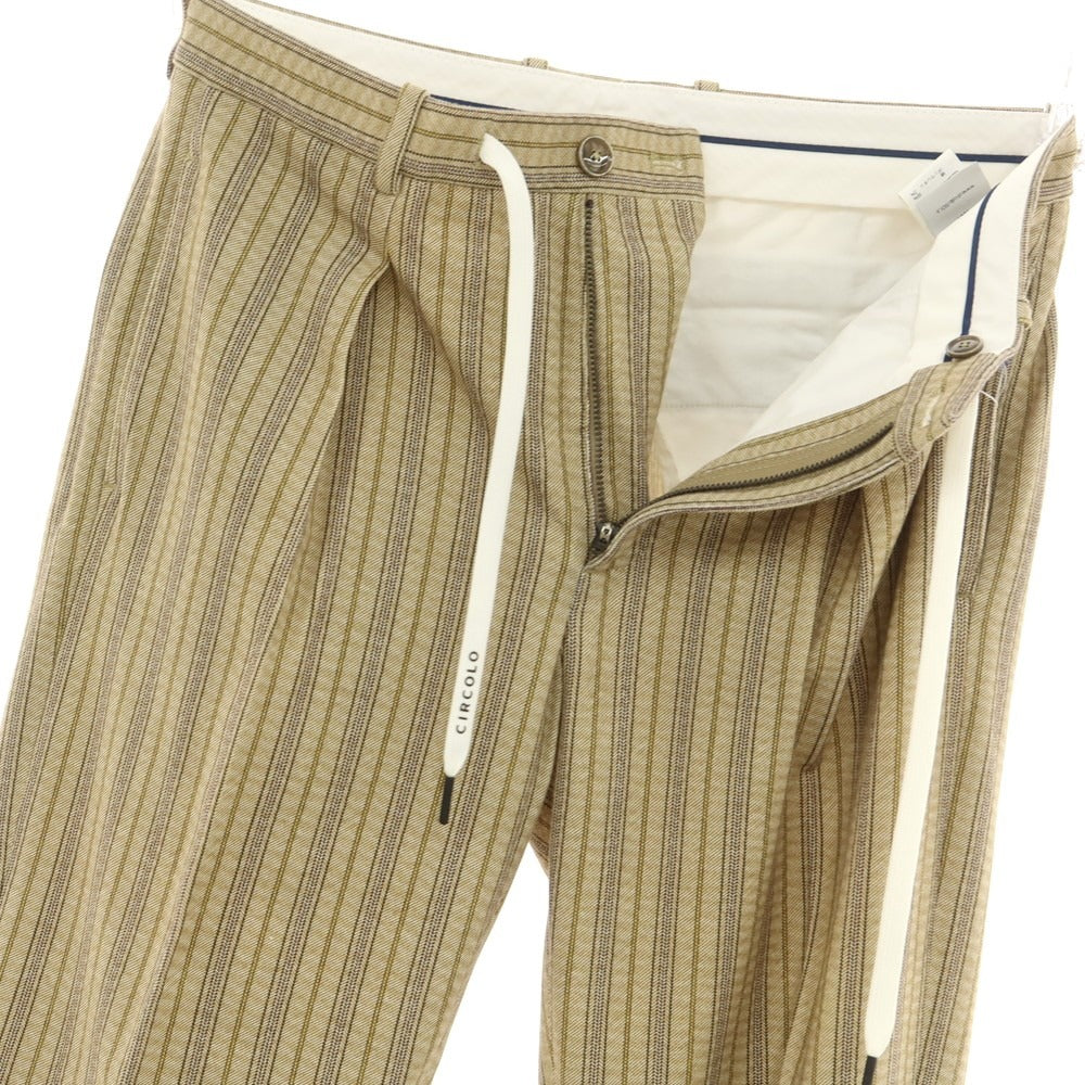 【新品】チルコロ1901 CIRCOLO 1901 ストレッチ コットン ジャージー ストライプ イージースラックスパンツ ライトオリーブ【 44 】【 状態ランクN 】【 メンズ 】