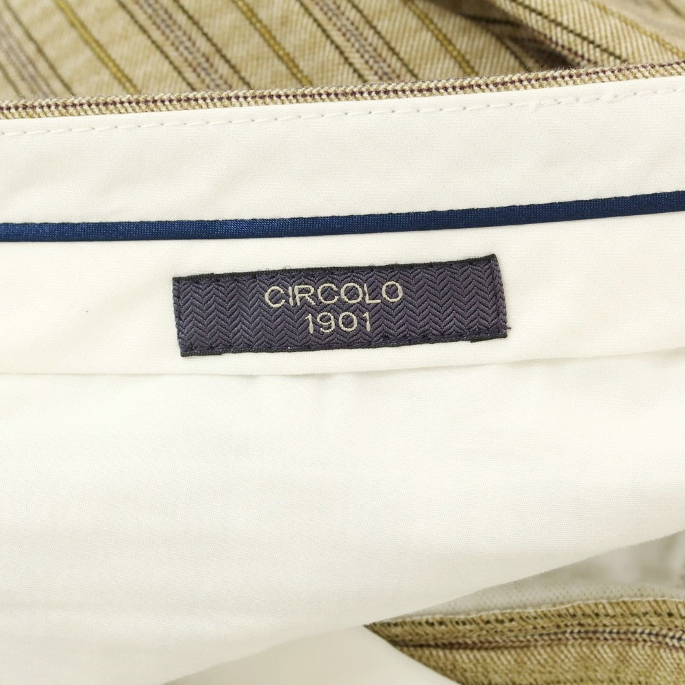 【新品】チルコロ1901 CIRCOLO 1901 ストレッチ コットン ジャージー ストライプ イージースラックスパンツ ライトオリーブ【 44 】【 状態ランクN 】【 メンズ 】